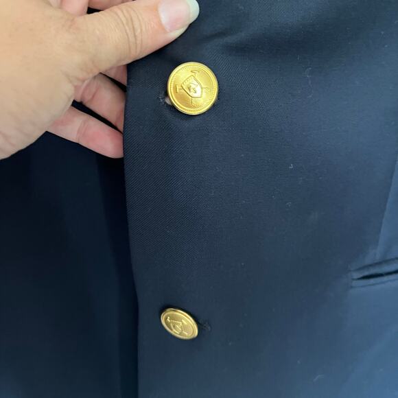 LAUREN RALPH LAUREN 100% Wool Mens Blazers Size 42R Navy 2 Gold Buttons Notch - Picture 4 of 15
